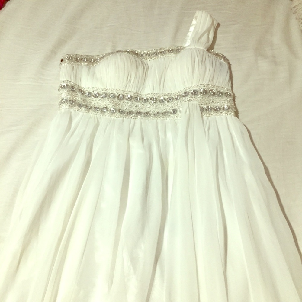 1 Strap Long White Prom Dress